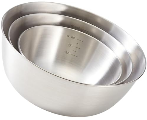 TOGEVAL Lot de 3 Bols Mélangeurs en Acier Inoxydable avec Graduation Grosse Capacité Multifonction pour Œufs Salades Fruits et Pâtisserie Résistants et Faciles à Nettoyer Usage