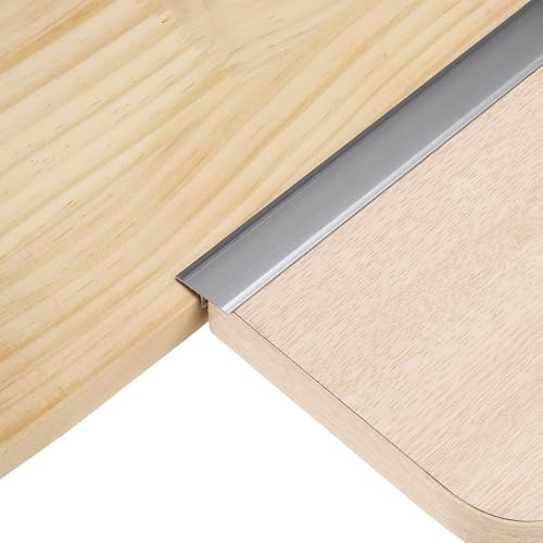 sourcing map 3Pcs 4ft x 0.79 T Molding Floor Transition Strips, Aluminium Alloy Vinyl Flooring Gap Trim for Joining Laminate Planks Tiles Floor Gaps, Gray