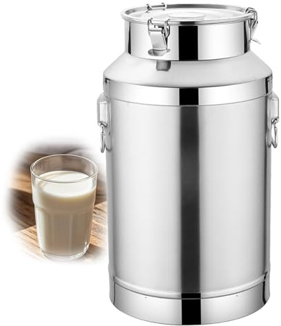 ApuaVireo&Co Milk Churn Pot 304 Heavy Duty Milk Jug Stainless Steel Milk Can Farm Milk Transport Canister with Silicone Sealed Lid(14L)