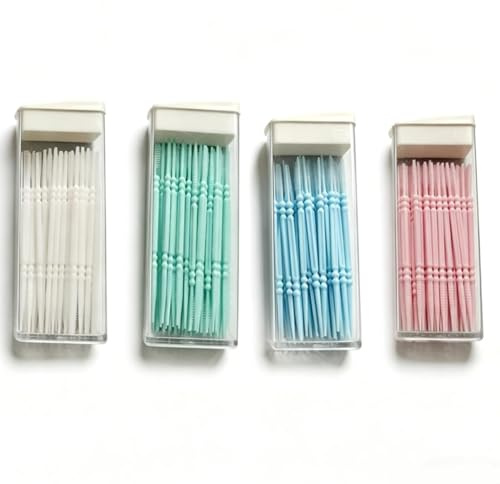 240 unidades de palillos de dientes de plástico de doble cara, cepillos interdentales para espacios interdentales estrechos, cepillos interdentales portátiles, juego en 4 colores para el cuidado bucal