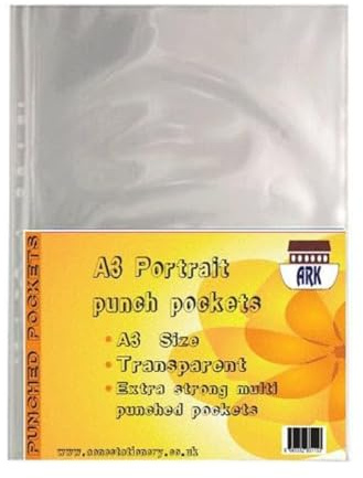 30 x A3 porträtt glas klar plast 90 mikron starka stansade fickor av ARK