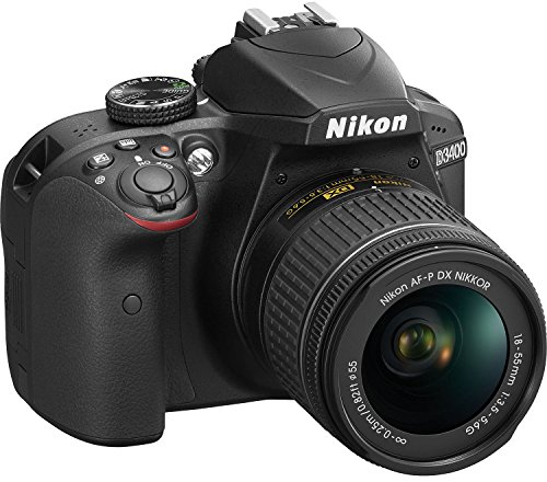 Nikon D3400 + 18-55 AFP DX, Cámara réflex digital de 24,2 Mp (pantalla LCD 3”, objetivo estabilizado, inalámbrica con Snapbridge, vídeo Full HD), color negro