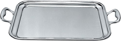 Alessi 340/40 Vassoio Rettangolare con Manici, in Acciaio Satinato con Bordo Lucido