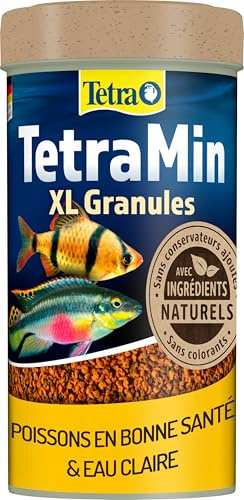 TetraMin XL Granules - Mangime per pesci a lento affondamento per pesci ornamentali di grandi dimensioni nello strato d'acqua centrale dell'acquario, lattina da 250 ml