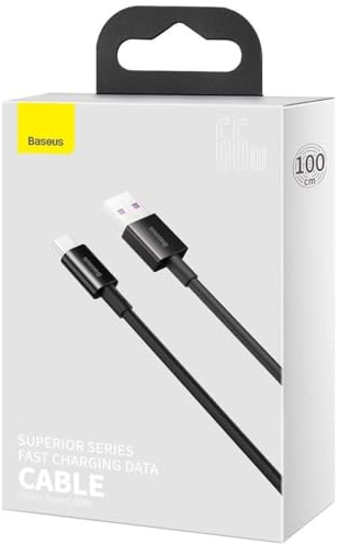 Baseus Superior Series Cable de Datos de Carga rápida USB a Tipo C 66W 1m Negro
