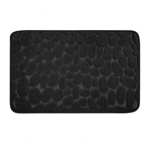 WohnDirect Badematte Memory Foam, rutschfest & waschbar, 50x80 cm, Schwarz | Weiche Mikrofaser-Badmatte mit Anti-Rutsch-Latex-Unterseite – saugstark, schnelltrocknend & für Fußbodenheizung geeignet