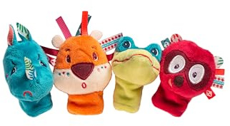 Lilliputiens - Set de Marionetas de Dedo Jungla - 4 Animales exóticos para espectáculos - Juguete sensorial e Interactivo para bebés - Marionetas de Mano para niños - Desde 12 Meses - 83105
