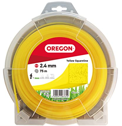 Oregon Yellow Square Hilo Cuadrado para Desbrozadora 2.4mm, Hierba, Maleza, Vegetación y más, Hilo de Nylon de Gran Resistencia, Compatible con la Mayoría de Modelos Estándar, 2.4mm x 75m (69-414-Y)