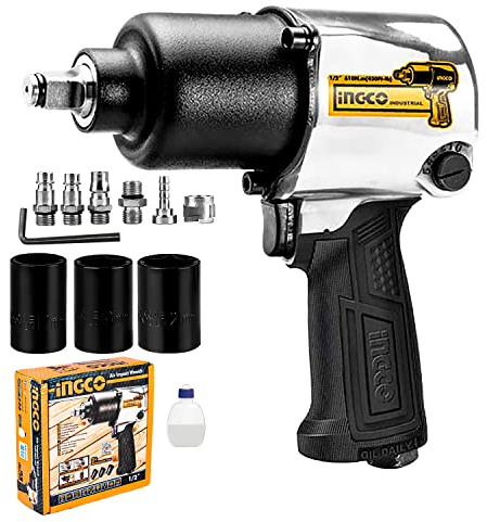 Ingco Clé à choc pneumatique AIW12562, avec 3 douilles