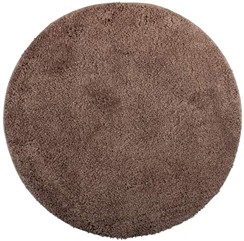 Brandsseller Badezimmerteppich Ø 60 cm Badvorleger Badematte Badteppich rund Chenille rutschfest saugstark maschinenwaschbar - Taupe