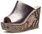 ANNIESHOE Pantoletten Damen Modern Nieten Comfort Keilabsatz Wedge High Heels Plateau Sommer Silber 36CN 36EU 23cm