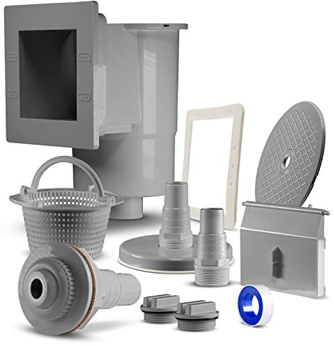 Paradies Pool Skimmer-Set in Grau, Einbauskimmer inkl. Einlaufdüse & weiterem Zubehör, Komplettset für Stahlwandpools, Pool-Reinigungsset, Wasserpflege, Menge: 1 Stück