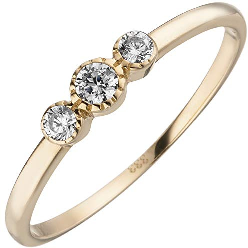 Jobo Damen-Ring schmal aus 8 Karat 333 Gold mit 3 Zirkonia