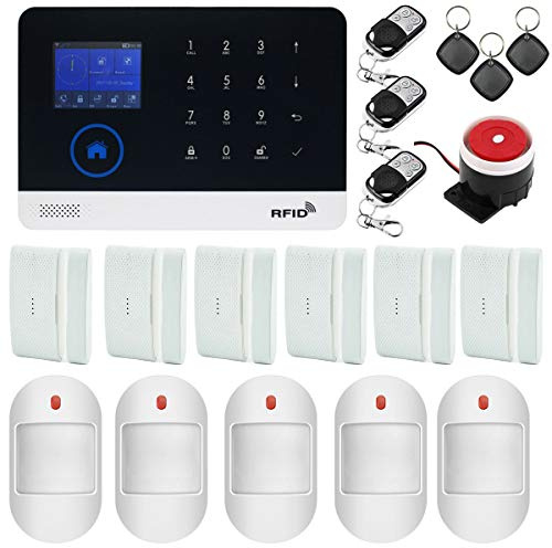 KEEPWORLD WiFi GSM Tuya - Sistema de alarma de seguridad inteligente inalámbrico para oficina en casa, control de aplicación, compatible con Amazon Alexa y Google Home, compatible con acceso RFID,