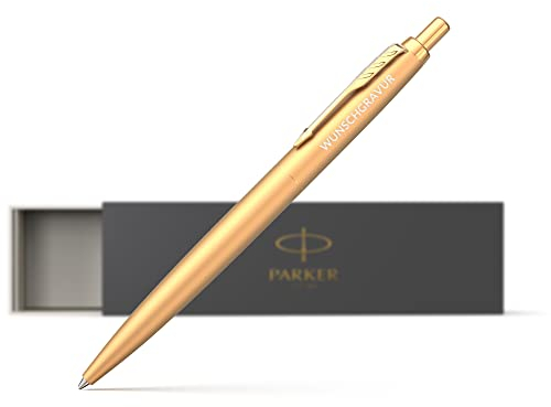 Parker Jotter Monochrome XL - Kugelschreiber mit Gravur - edler Kugelschreiber personalisiert blauschreibend - Gold - Geschenke für Männer und Frauen