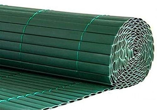 Cañizo PVC Doble Cara con Bridas | Estera de PVC | Resguardo Visual Intimidad Para Jardín, Balcón o Terraza | Resistente Color (1,5_x_3_Metros, VERDE)