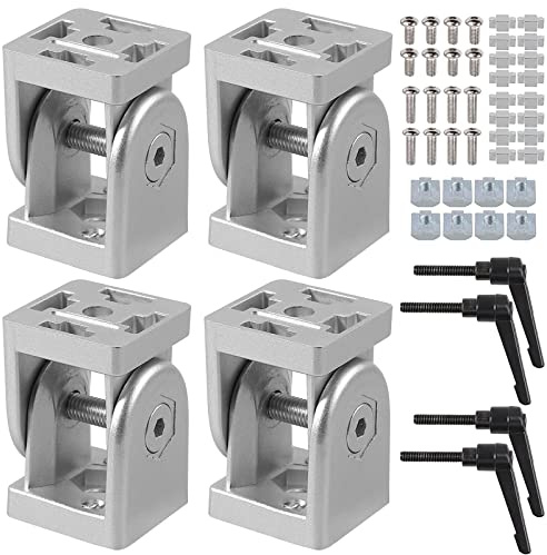Juntas articuladas Kamtop 4 unidades 4040 Nut 8, conector de ángulo ajustable, perfil de aluminio, con palanca de sujeción, accesorios de montaje para perfil de aluminio