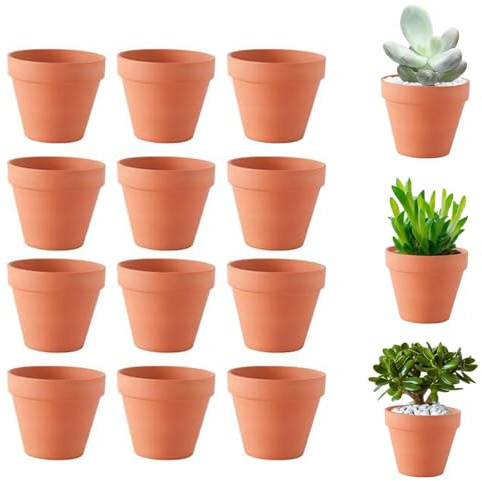 Molyorch 12 vasi in terracotta, per piante grasse, vasi di argilla, riutilizzabili in terracotta, per interni ed esterni, per piante, artigianato, matrimonio, favore