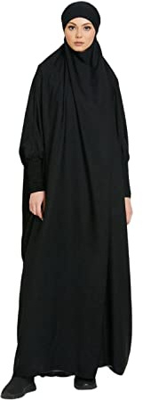 RUIG Frauen Kleid muslimisches Gebet Abaya islamische Robe Maxi afrikanischer Kaftan Türkei Islam Dubai Türkei Kleid in voller Länge mit Hijab