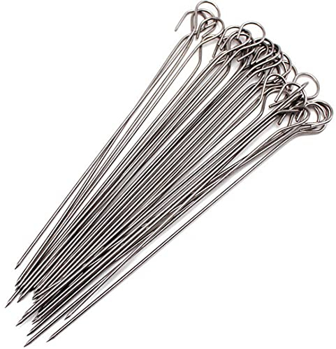 HMTE 10 20 Pcs Camping en Plein Air Outils De Pique-Nique Brochettes De Rôti Rond Aiguille Bâton en Acier Inoxydable BBQ Barbecue Brochettes Ustensiles De Cuisine (18 17cm 10pcs)