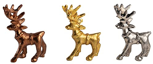 Wonder Care Weihnachtsfigur Rentier | Heimtextilien | Stehender Weihnachtshirsch| Tischplatte-Statue | Miniatur-Rentierfiguren | Gold-, Silber- und Kupfer-Rentierkollektion (jeweils 1 Stück)