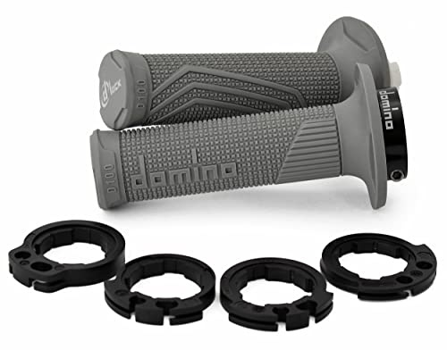 Kit Mando de Gas con puños de Goma Dominó Cerrados para Las Motos de Cross, Trial, pitbike (Gris)
