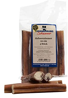 Tiernahrung Schwenner – Ochsenziemer für Hunde – 12cm große Kauartikel - 5 Stck. für langanhaltenden Kauspaß