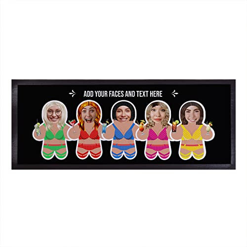 MINI ME! Bikini Babes Hair Bar Runner Home Bar Idea | 58cm x 22cm Rubber Beer Mat | Non Slip Bar Accessory | Home Bar | Garden Bar | Pub Accessory