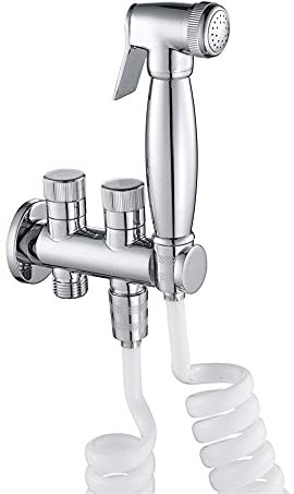 Montado en la pared Baño Inodoro Bidet Mezclador Spray Kit Chrome Single Cold Baño Ducha Bidet Grifos Spray Inodoro Limpieza Grifo para mascotas, baño o inodoro