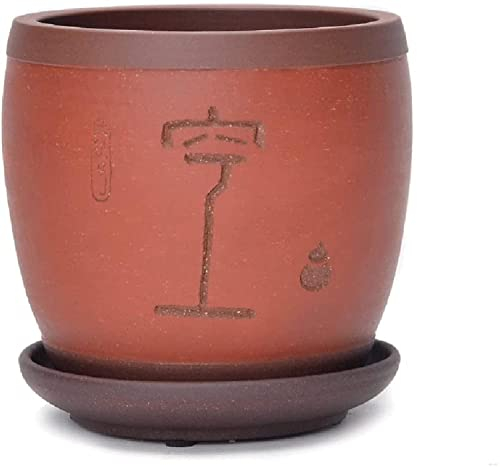 GImLY Blumentöpfe aus feinem lila Sand, kleine Sukkulenten-Blumentöpfe, runder handgefertigter Bonsai, chinesischer Keramik-Blumentopf, Vase, Orchidee, Desktop-Balkon-Dekoration, Blumentopf