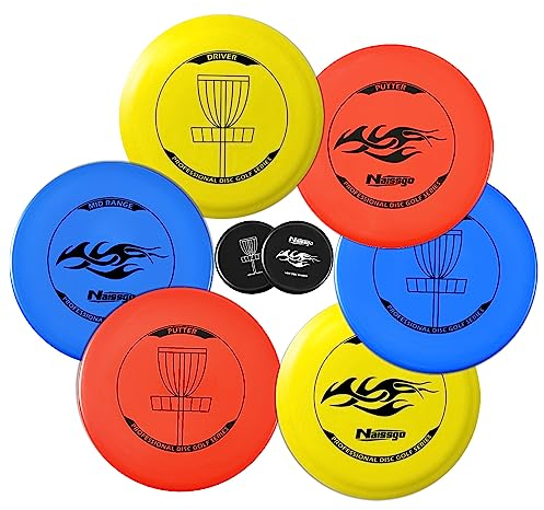 Naissgo 6 Stück Disc Golf Scheiben Set, Professional Disc Golf Set,Putter Midrange Driver Disc Golf Reguläre Größe Discgolf Scheibe für Erwachsene Kinder