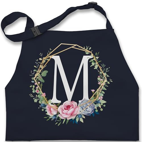Shirtracer Kinderschürze Schürze Kinder Jungen Mädchen - Geschenk mit Initialen - Anfangsbuchstabe M - Buchstabe M - 7-14 Jahre - Navy Blau - 14 buchstaben kochschürze name kinderschürzen