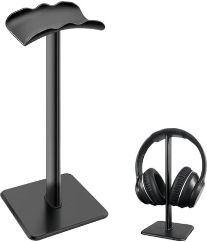 Bezavea Headphone Stand, Universal Headset Desk Hook, Sturdy Metal Stand with Non-Slip Silicone, Detachable Headset Holder, Aluminum Gaming Headset Holder, Earphone Stand Headrest ABS Solid Base