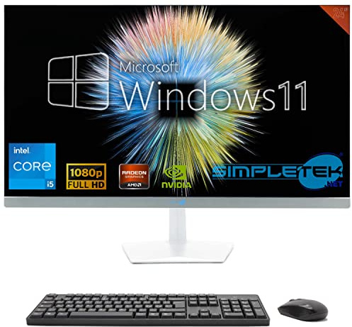 SIMPLETEK - Ordenador todo en uno de 24 FHD | Core i5 | Windows 10 Pro | 8 GB RAM | 240 GB SSD | Tarjeta gráfica dedicada GT710 2 GB | Con cámara web de 5 MP integrada, WiFi 6 y BT 5.2