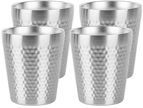 Adorila 4 Pack Stainless Steel Insulated Cup Double Wall, 10 oz Stackable Metal Cups For Drinking, Reusable Drinking Glasses for Home Office Party Outdoor (Silver)