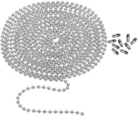 PATIKIL 120 Inch 304 Stainless Steel Ball Chain, 3mm Ball Chain Bead with 18 Pcs Matching Connector Clasp for Necklace Hanging, Tag Rings, DIY Crafts