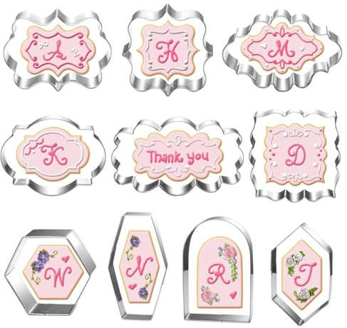 Auktosmn Large Plaque Cookie Cutter Set-10 Piece-4.0 Inch-Diswasher Safe-Frame Cookie Cutter Shape for Baking