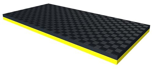 ZEOPLE Laufbandmatte, Laufband Matte Schutzmatten, Bodenschutzmatte Fitness 2.5mm Dicke, rutschfest Schalldämmend Matte, Fitnessgerät für Rollentrainer(Black+Yellow,80x160x2.5cm)