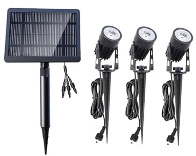 Solarsys® 3x Solar-Außenstrahler mit 3W-Panel, 3000K Warmlicht (300 Lumen, 100 lm/W) – Inkl. Montageset für Garten, Hof & Straßenbeleuchtung