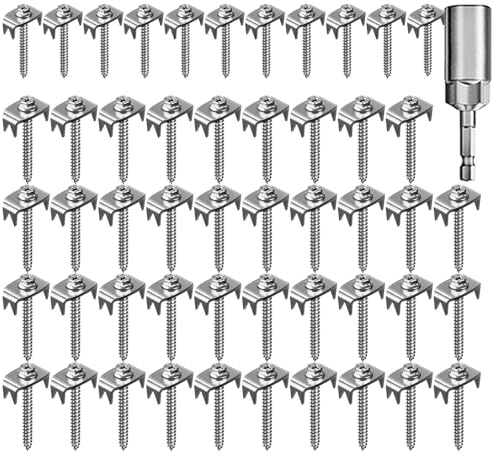 Juego de 50 pinzas para vallas de alambre, pinzas para postes de vallas, postes de madera blanda, tornillos para postes de vallas, cercas y vallas trenzadas
