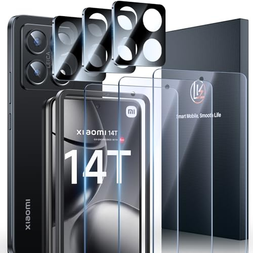 LK 3+3 Schutzfolie für Xiaomi 14T Panzer Schutz Glas, 3 SchutzGlas und 3 Kameraschutz,9H Härte, Ultra klar Displayfolie, Blasenfreie，Kratzfest und Verschleißfest Folie