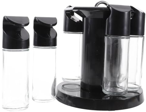Garneck 1set Rotating Spice Holder Set Glass Seasoning Bottles Stand for Kitchen Organization Convenient Cruets for Salt Pepper and Sugar Lightweight and Easy to Clean