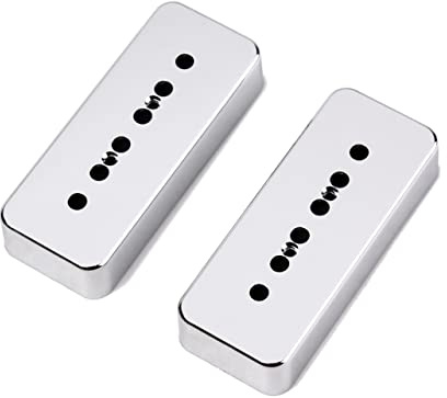 Paar Soapbar 50mm Tonabnehmerabdeckungen für Pickups Hals Steg | Abs mit Chrom, Silberner Aged Look, 20mm Bohrabstand, Zubehör für E-gitarren