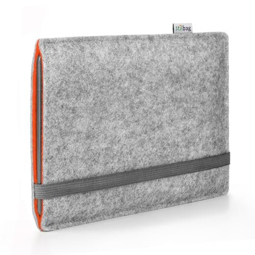 Stilbag eBook Reader Finn für Amazon Kindle Paperwhite 12 (2024) | Farbe: hellgrau/orange | eBook Reader-Tasche aus Filz | eReader Schutzhülle | ebook Reader Tasche Made in Germany
