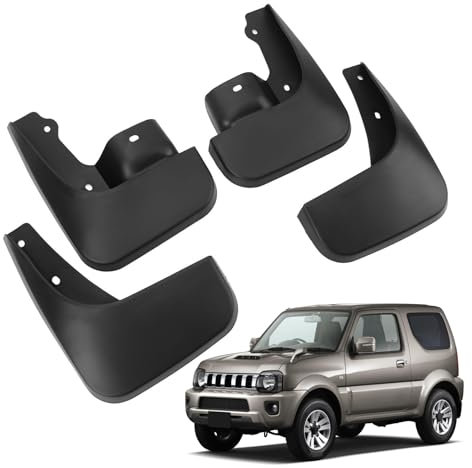 WOOXGEHM 4 Pezzi Paraspruzzi per Jimny Dal 1998 Al 2018, Alta Resistenza, Resistente Agli Urti, Eleganti Parafanghi Neri per Auto