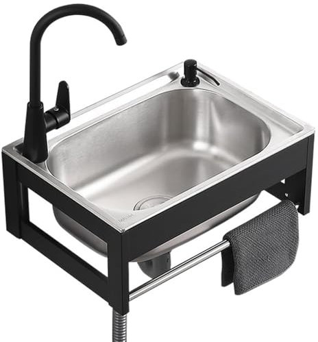 Lavello In Acciaio Inox, Lavello Da Parete, Lavello Da Cucina, Stazione Lavamani Portatile, Lavello Da Parete, Lavello Commerciale Per Esterni Con Rubinetto Per Acqua,53 * 38