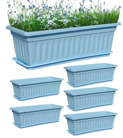 Vaso da fiori per davanzale della finestra, contenitore per ortaggi, robusto e resistente alle intemperie, design salvaspazio, 44 x 19 x 14 cm, per coltivare ortaggi da cucina