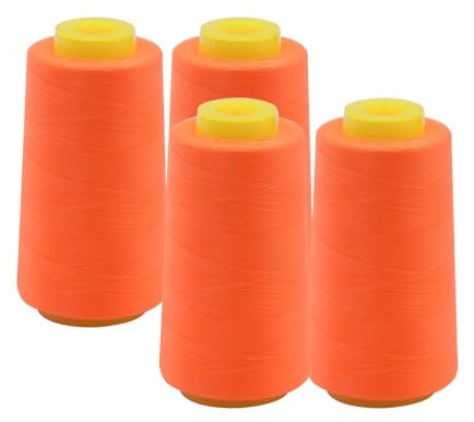 EVERLOCK Serger Thread – 4 Cones, 3000 Yards Each – 40 Weight, 2-Ply Spun Polyester – Strong, Low-Lint Overlock Thread for Serger Machines – All-Purpose Sewing & Finishing (Orange)