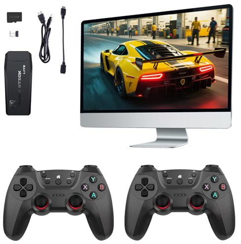 Sentk Wireless Retro Video Game Console - Plug & Play TV Video Gaming Stick，8K HDMI Output, 64G TV Game Stick, Dual 2.4G Wireless Controllers, Retro Games Console Handheld Emulator Controllers-Black