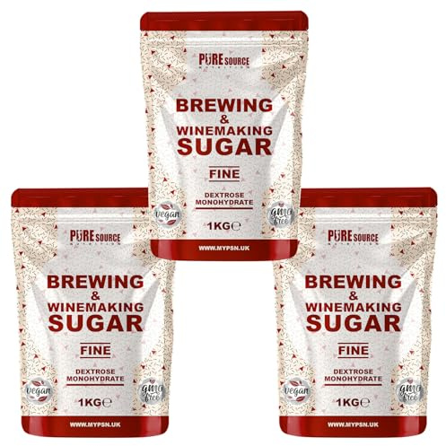 Pure Source Nutrition Brewing Sugar (Glucose) 1KG x 3 = 3KG Home Brew Beer, Lager, Cider, Wine, Spirits Kits, Beer Brewing, Wine Making Sugar